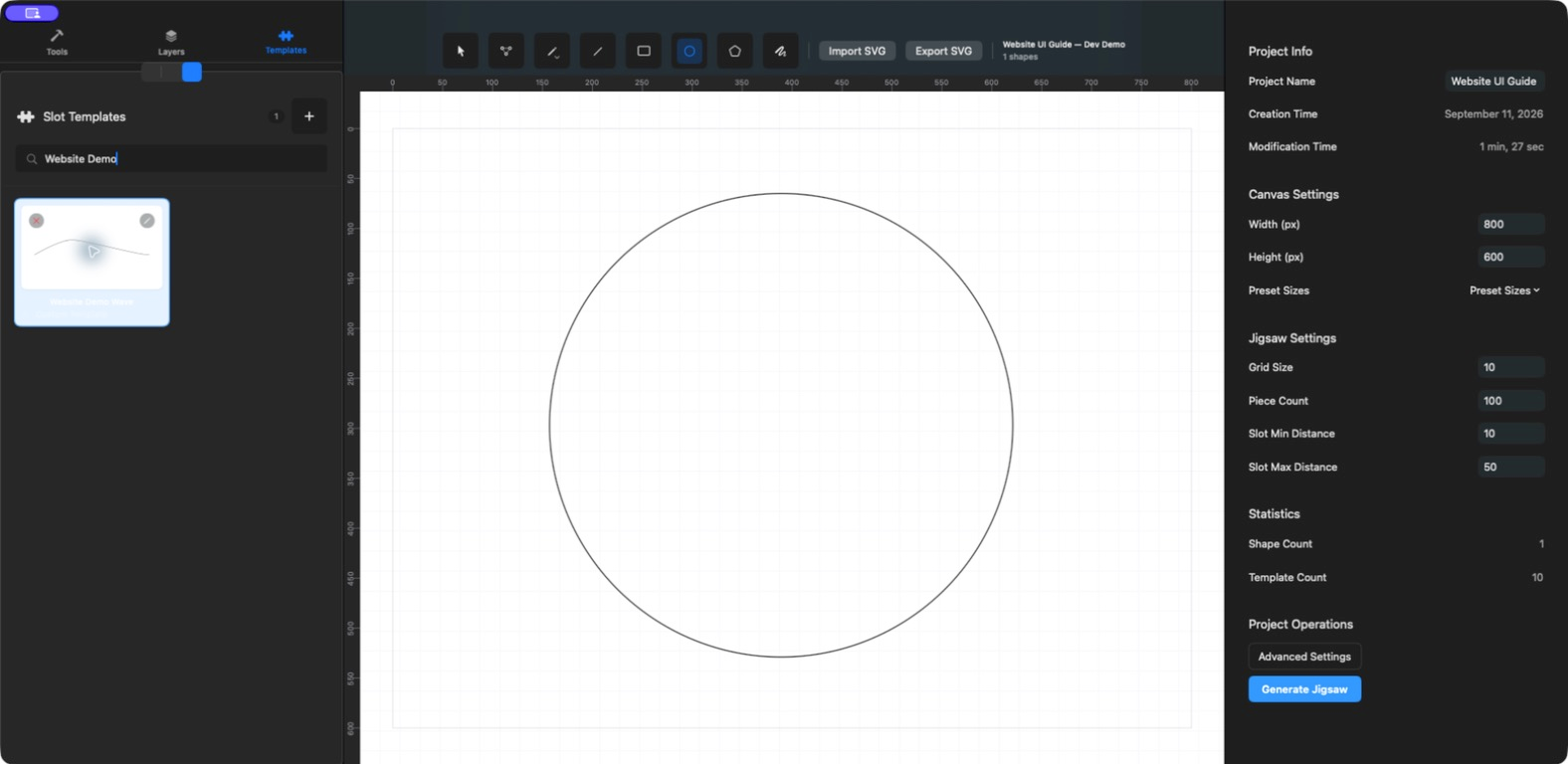 Before generation · Website Demo Wave