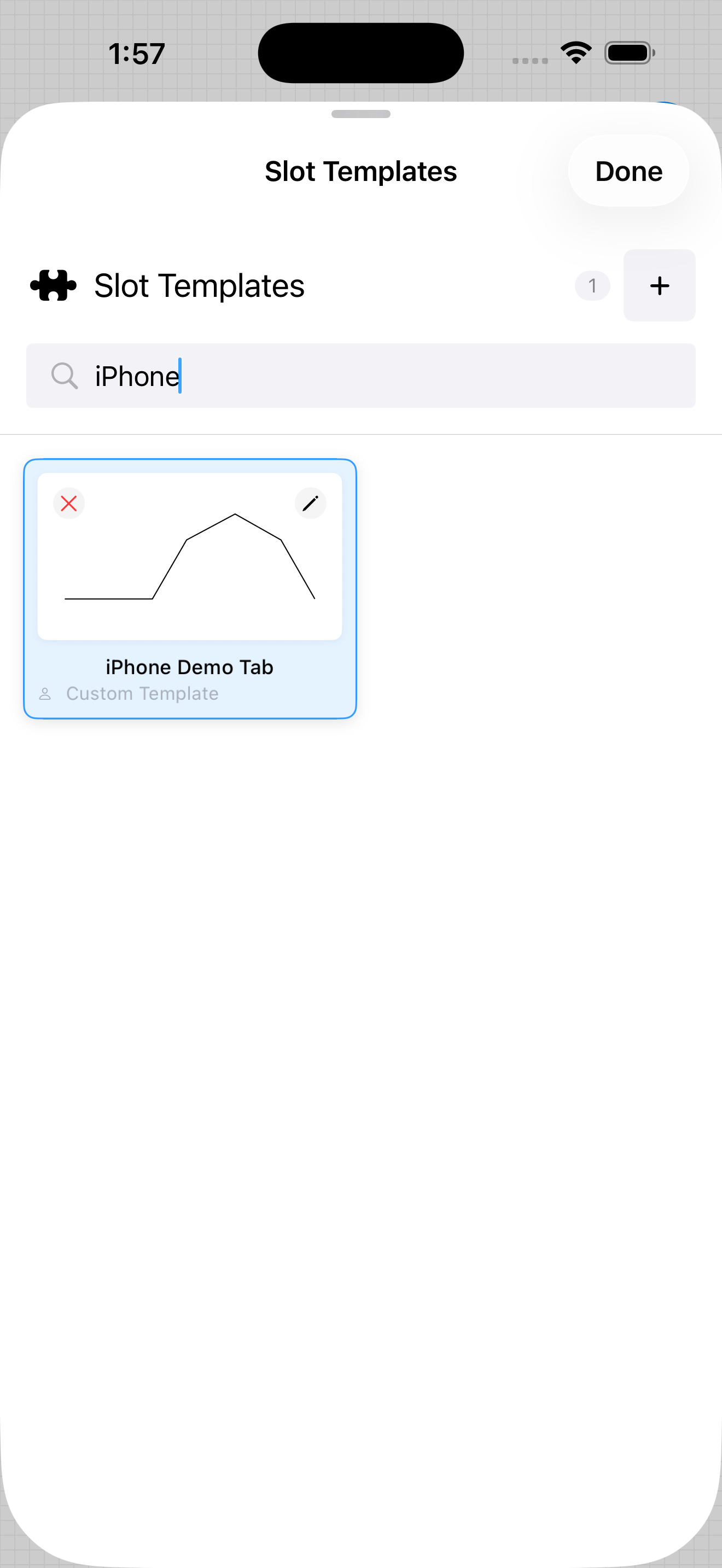 iPhone · Find your saved template
