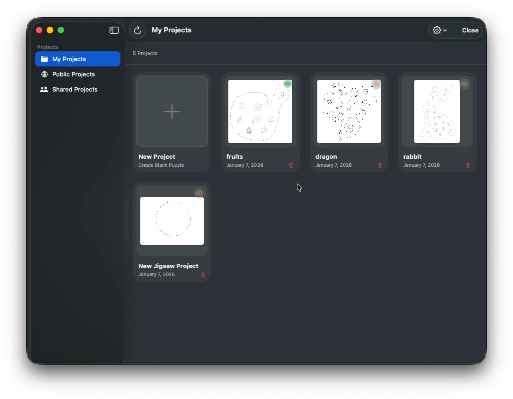 Creating a project from the JigsawDesigner Project Library