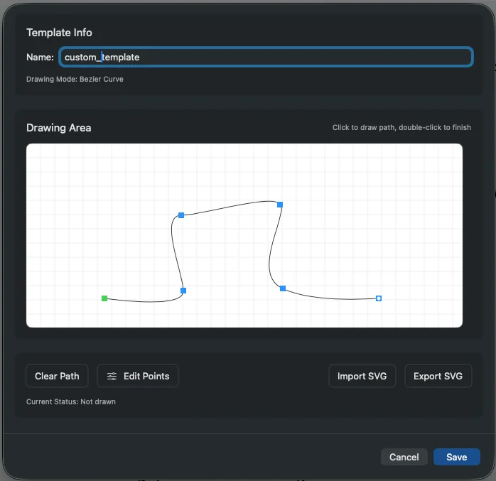 Drawing an open slot profile in the Template Editor